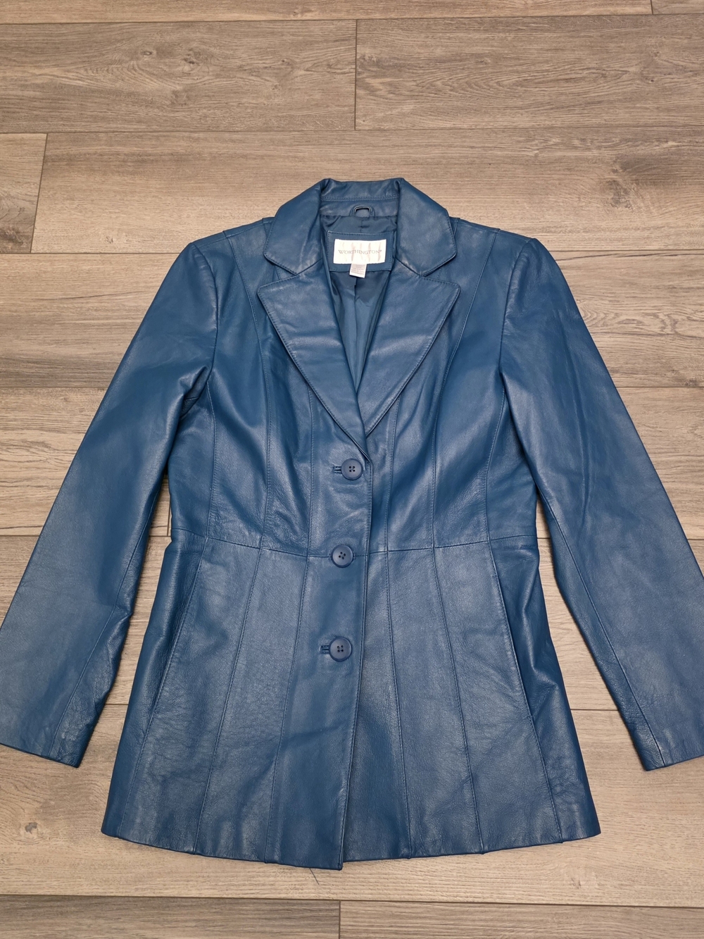 Worthington Teal-Blue Leather Blazer